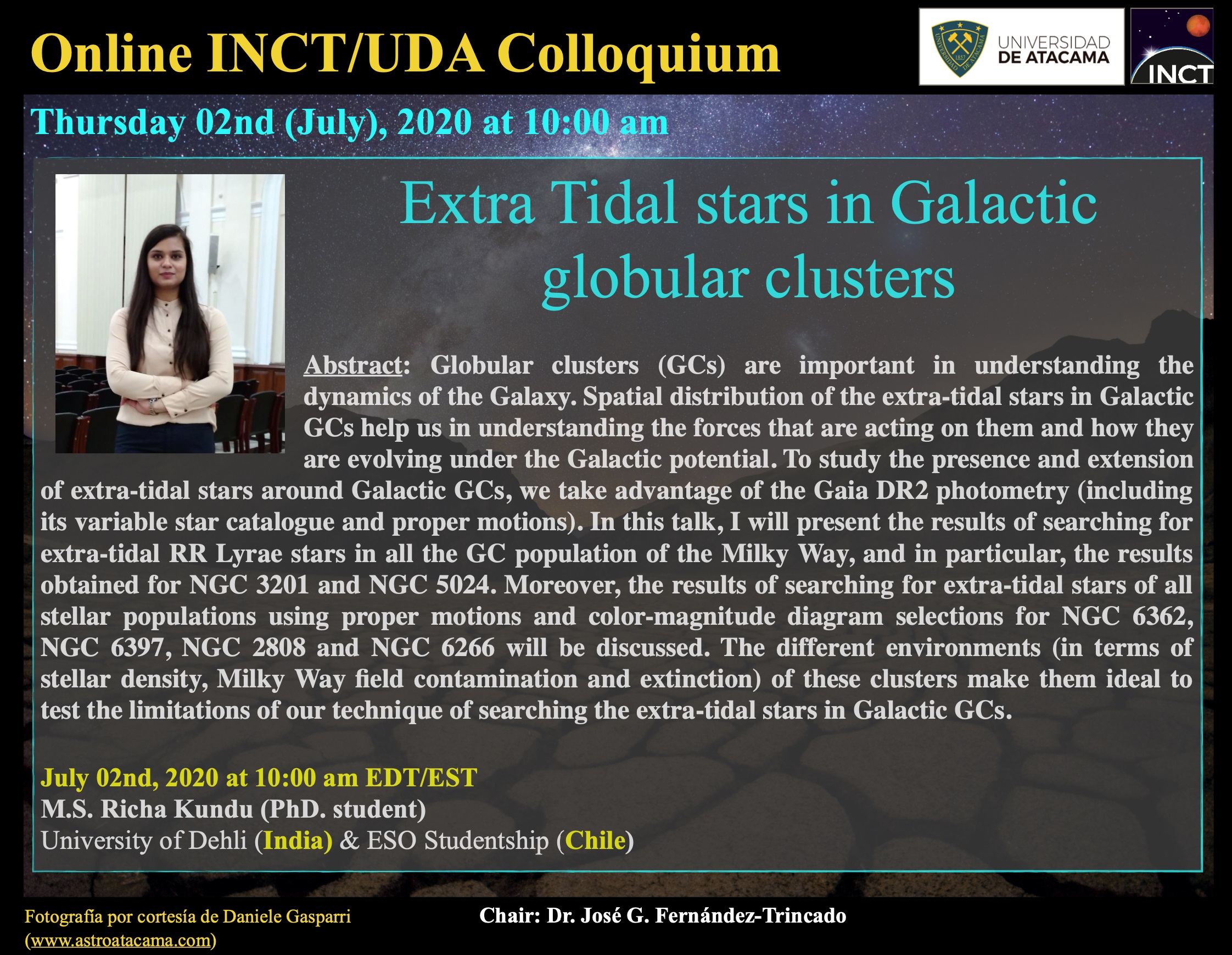 Seminario online INCT UDA: Extra Tidal stars in galactic globular clusters